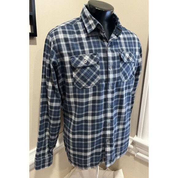 Kuhl Men's Flannel Shirt Size Medium Blue Plaid Long Sleeve Button-Up Outdoor - Picture 6 of 15